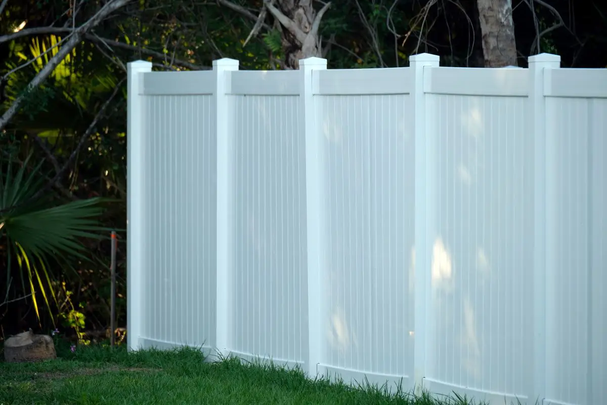 close-up of a white vinyl fence