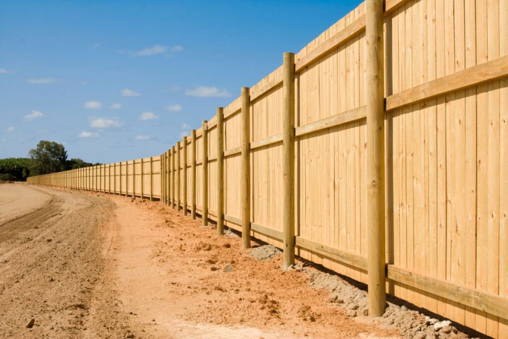 Newly installed wooden fence