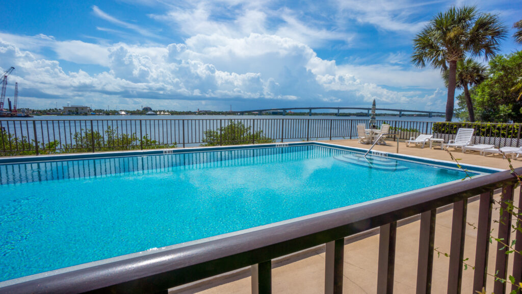 aluminum pool fence on both sides long pool