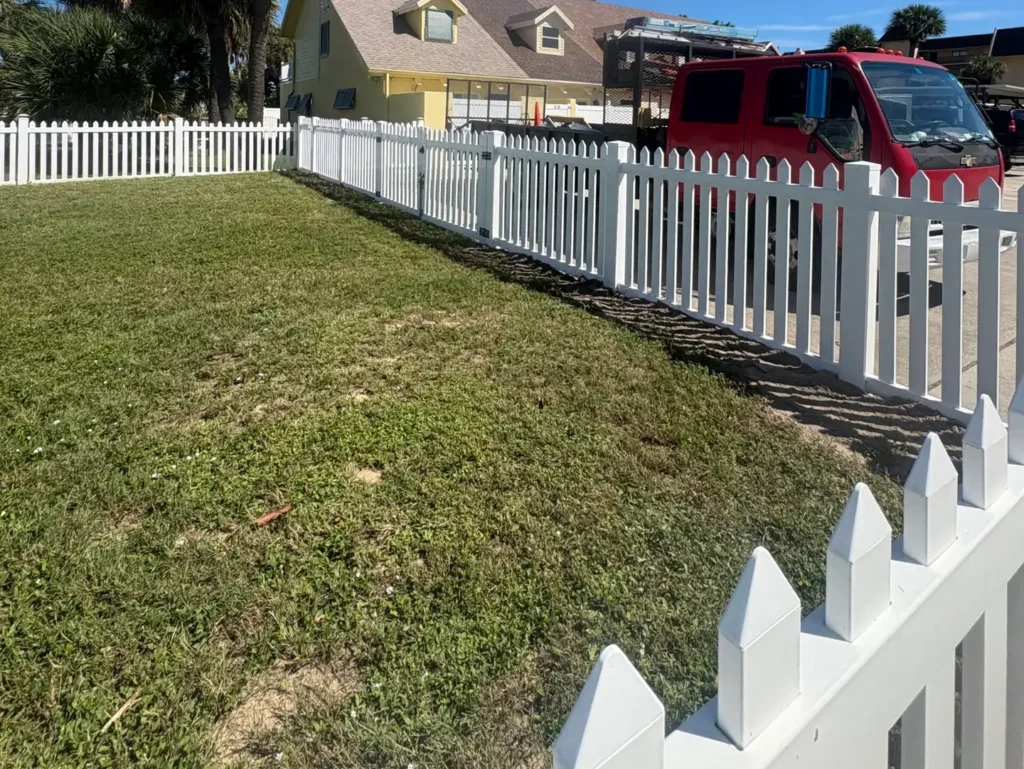 vinyl fence pickets replacement green field red bus on the back