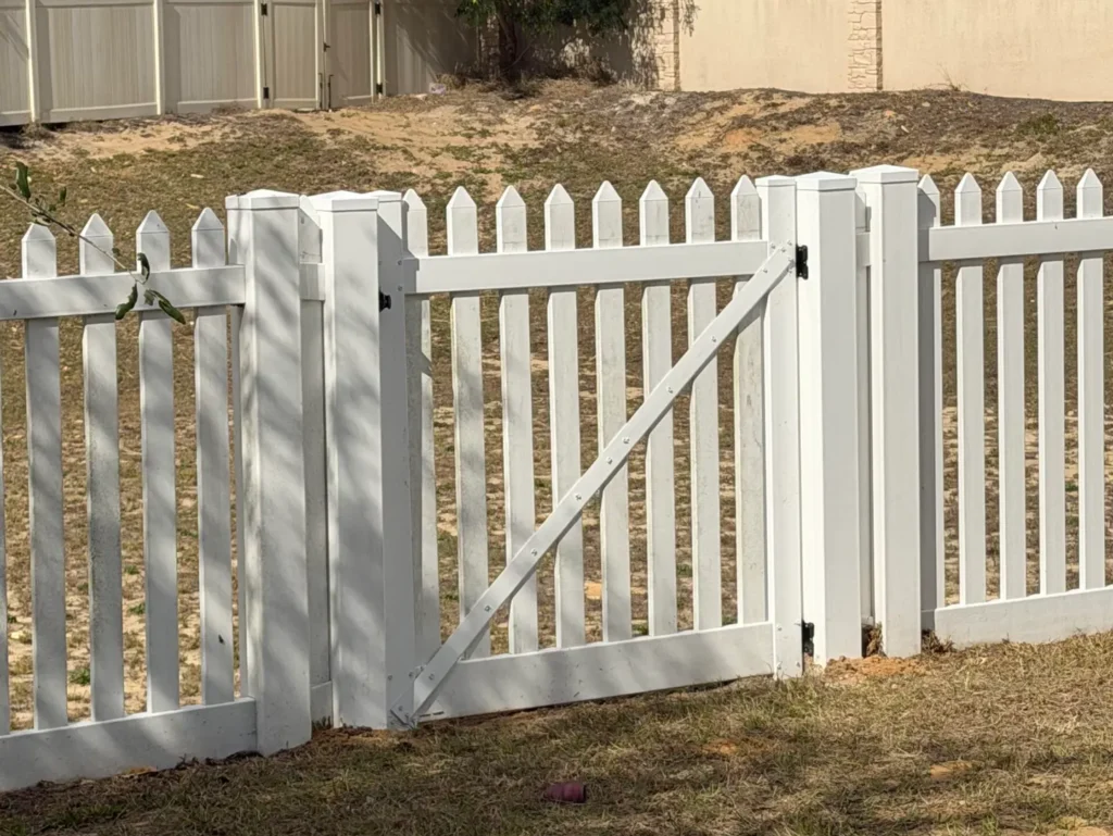 vinyl fence pickets replacement on country side
