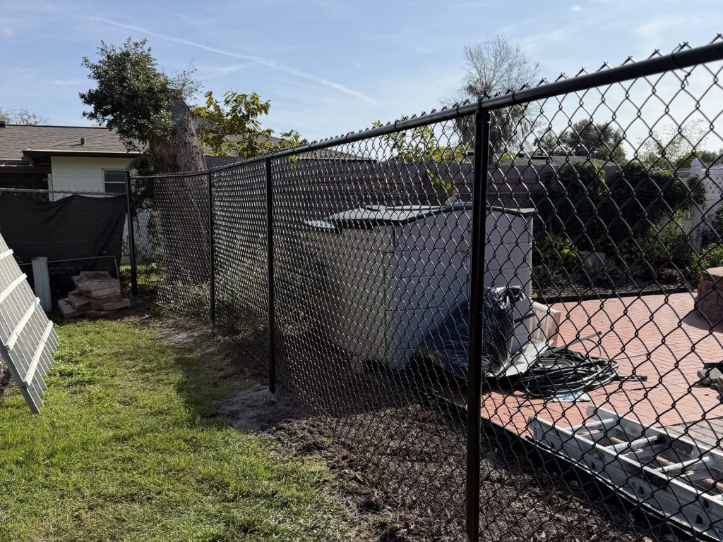 aluminum fence hvac on the back blue sky