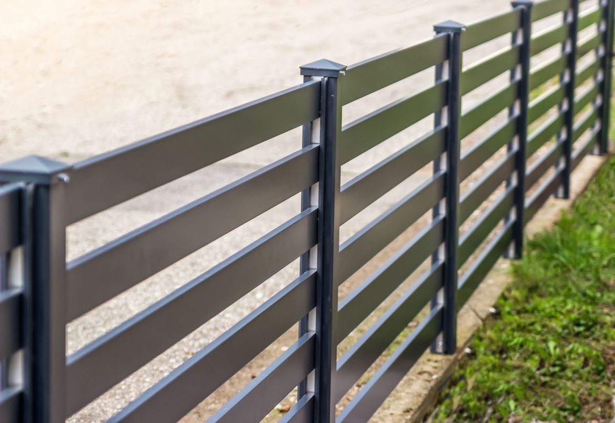 Modern fence with aluminum or metal shutter